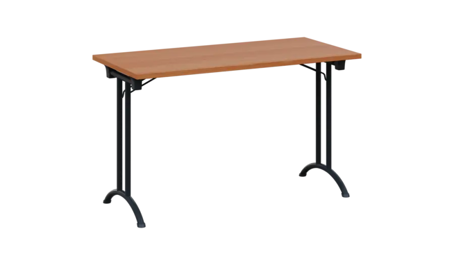 SLA 125 lak skládací jednací stůl 1250x600, deska 25 mm, podnož černý lak, deska olše jantar